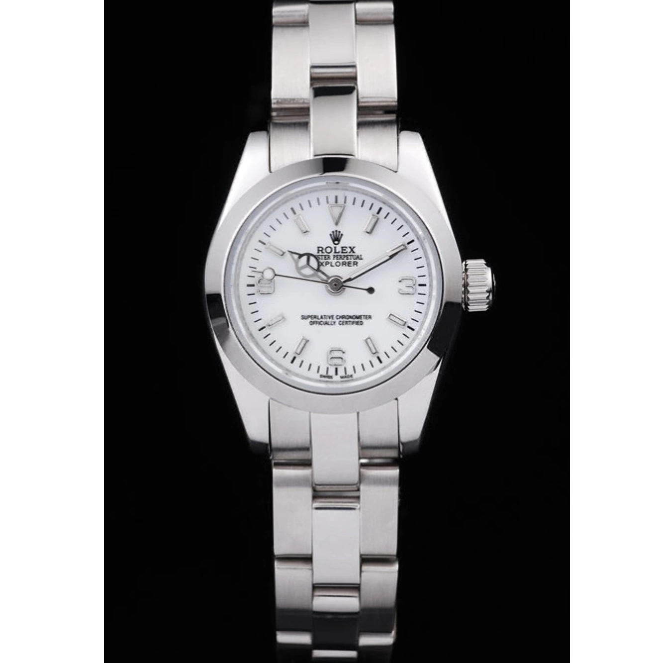 Aaa replica Explorer Polished Steel Dial 98088 Rolex White Stainless 0816